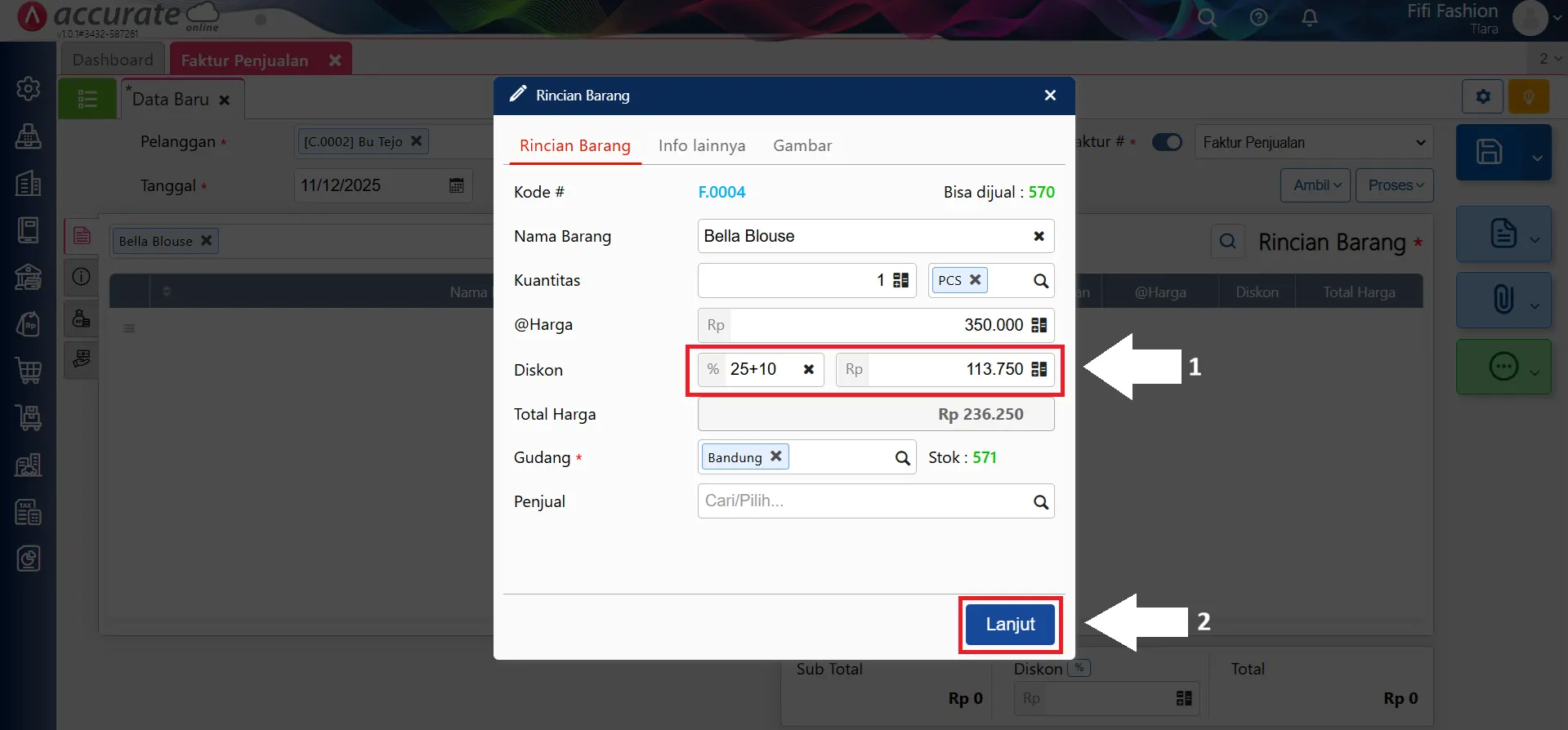 Mencatat transaksi dengan diskon bertingkat